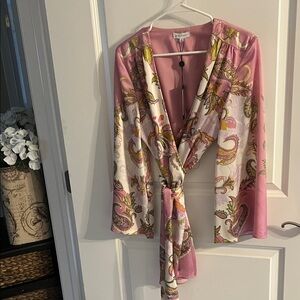 Gianni Bini Pink Paisley Long Sleeve Dress